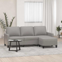 3-osobowa sofa z podnóżkiem, jasnoszara, 180 cm, tkaniną