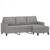 3-osobowa sofa z podnóżkiem, jasnoszara, 180 cm, tkaniną