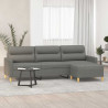 3-osobowa sofa z podnóżkiem, ciemnoszara, 210 cm, tkaniną