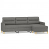 3-osobowa sofa z podnóżkiem, ciemnoszara, 210 cm, tkaniną