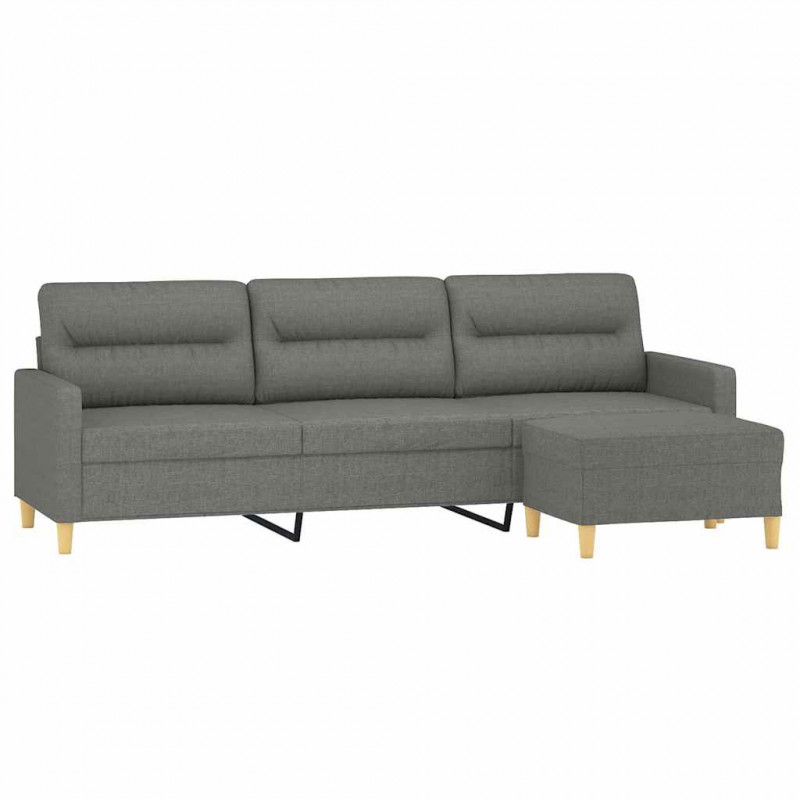 3-osobowa sofa z podnóżkiem, ciemnoszara, 210 cm, tkaniną