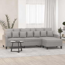 3-osobowa sofa z podnóżkiem, jasnoszary, 210 cm, tkaniną