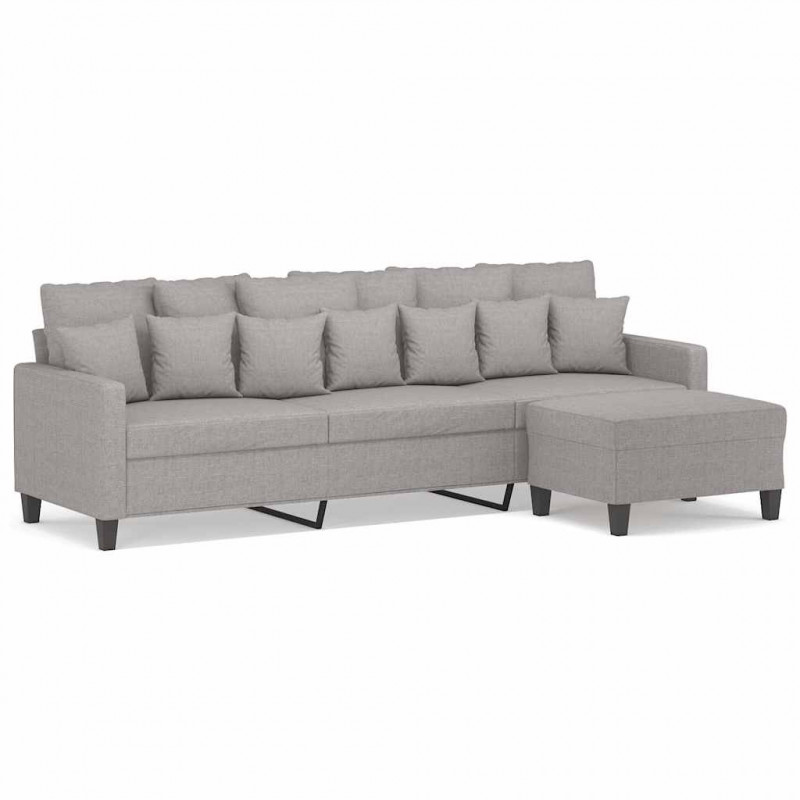 3-osobowa sofa z podnóżkiem, jasnoszary, 210 cm, tkaniną