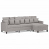 3-osobowa sofa z podnóżkiem, jasnoszary, 210 cm, tkaniną