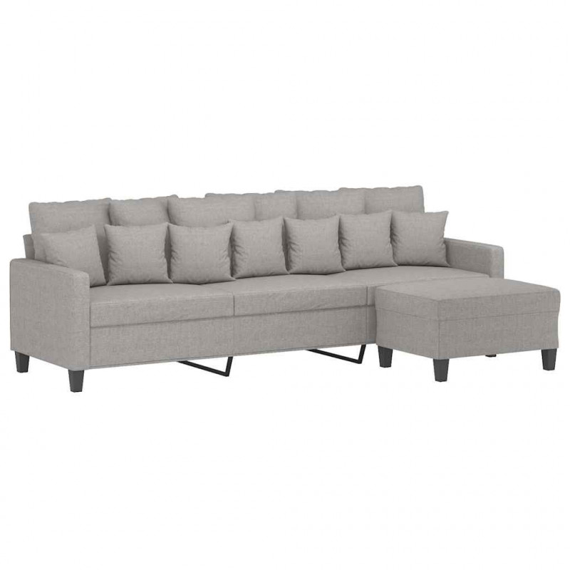 3-osobowa sofa z podnóżkiem, jasnoszary, 210 cm, tkaniną