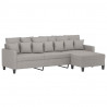 3-osobowa sofa z podnóżkiem, jasnoszary, 210 cm, tkaniną