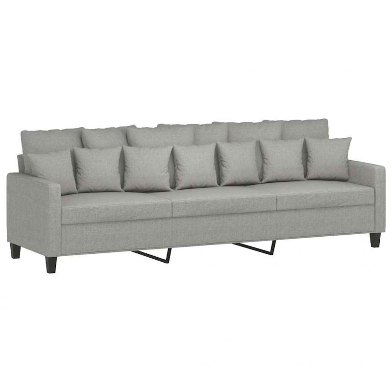 3-osobowa sofa z podnóżkiem, jasnoszary, 210 cm, tkaniną