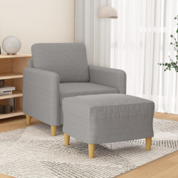 Fotel z podnóżkiem, jasnoszary, 60 cm, obity tkaniną