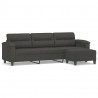 3-os. sofa z podnóżkiem, ciemnoszara, 210 cm, obita mikrofibrą