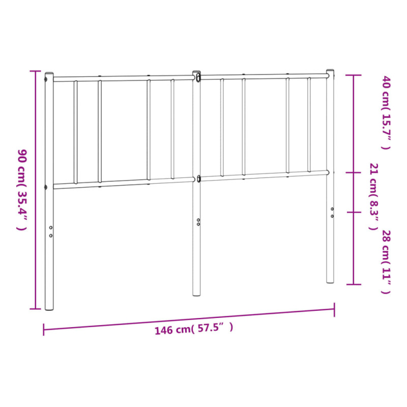 Metalowe wezgłowie, czarne, 140 cm