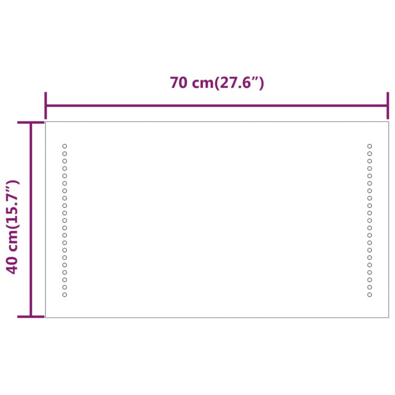 Lustro łazienkowe z LED, 40x70 cm