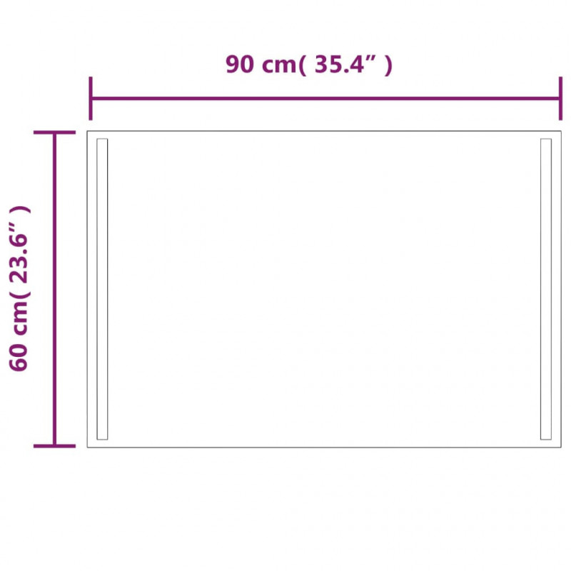 Lustro łazienkowe z LED, 60x90 cm