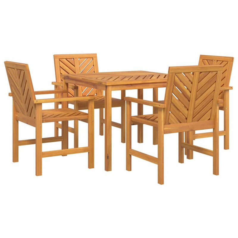 Zestaw do jadalni w ogrodzie 5 pcs Brązowy Lite Drewno Akacji