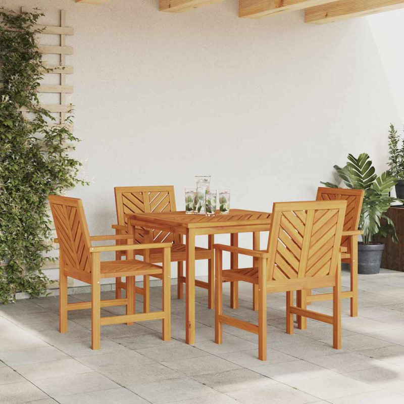 Zestaw do jadalni w ogrodzie 5 pcs Brązowy Lite Drewno Akacji