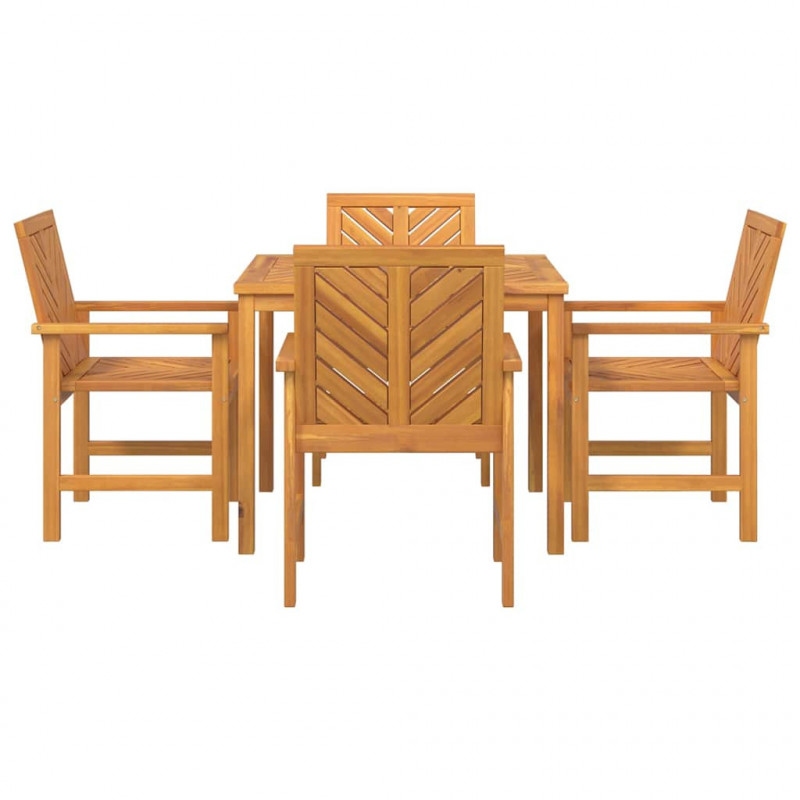 Zestaw do jadalni w ogrodzie 5 pcs Brązowy Lite Drewno Akacji