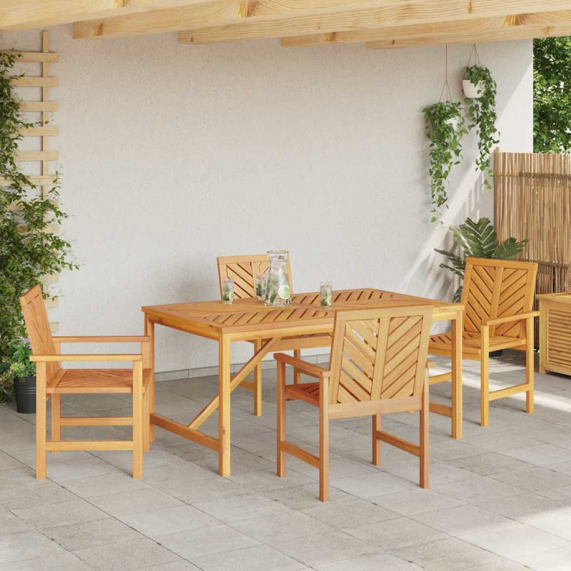 Zestaw do jadalni w ogrodzie 5 pcs Brązowy Lite Drewno Akacji
