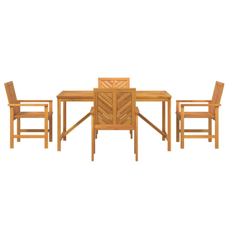 Zestaw do jadalni w ogrodzie 5 pcs Brązowy Lite Drewno Akacji