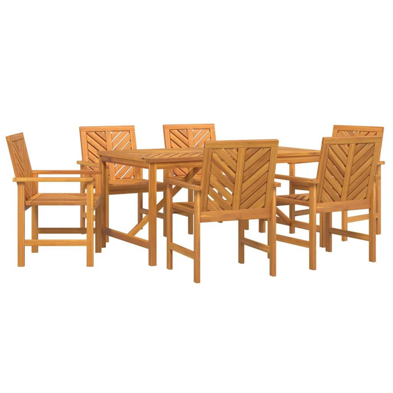 Zestaw do jadalni w ogrodzie 7 pcs Brązowy Lite Drewno Akacji