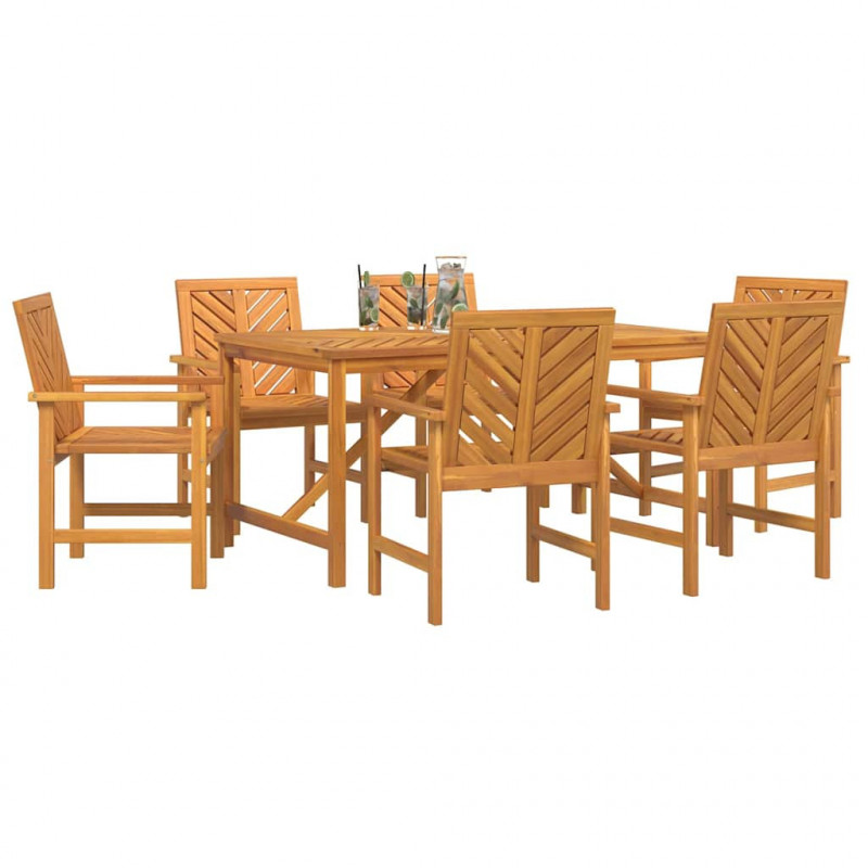 Zestaw do jadalni w ogrodzie 7 pcs Brązowy Lite Drewno Akacji