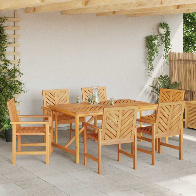 Zestaw do jadalni w ogrodzie 7 pcs Brązowy Lite Drewno Akacji