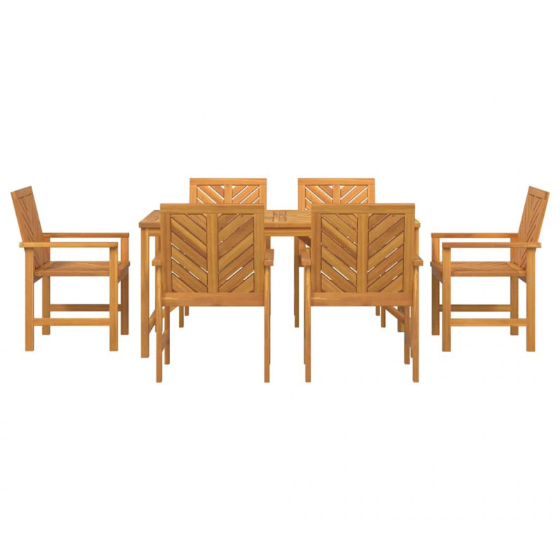 Zestaw do jadalni w ogrodzie 7 pcs Brązowy Lite Drewno Akacji