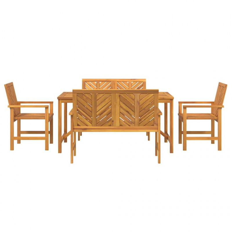 Zestaw do jadalni w ogrodzie 5 pcs Brązowy Lite Drewno Akacji