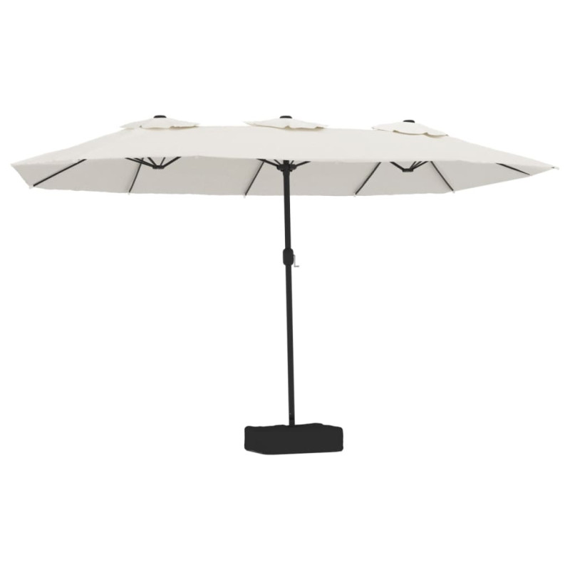 Podwójny parasol ogrodowy z LED, piaskowy, 449x245 cm