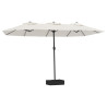 Podwójny parasol ogrodowy z LED, piaskowy, 449x245 cm