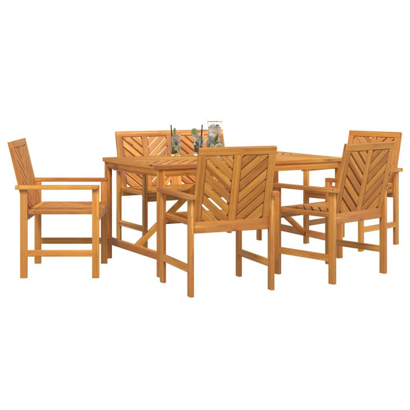 Zestaw do jadalni w ogrodzie 6 pcs Brązowy Lite Drewno Akacji