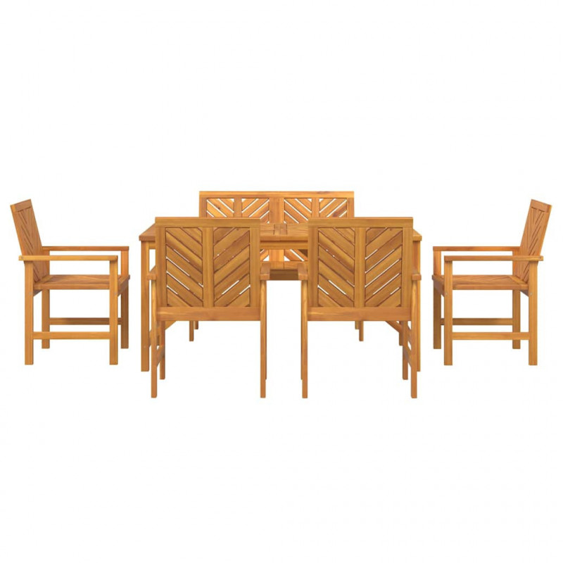Zestaw do jadalni w ogrodzie 6 pcs Brązowy Lite Drewno Akacji