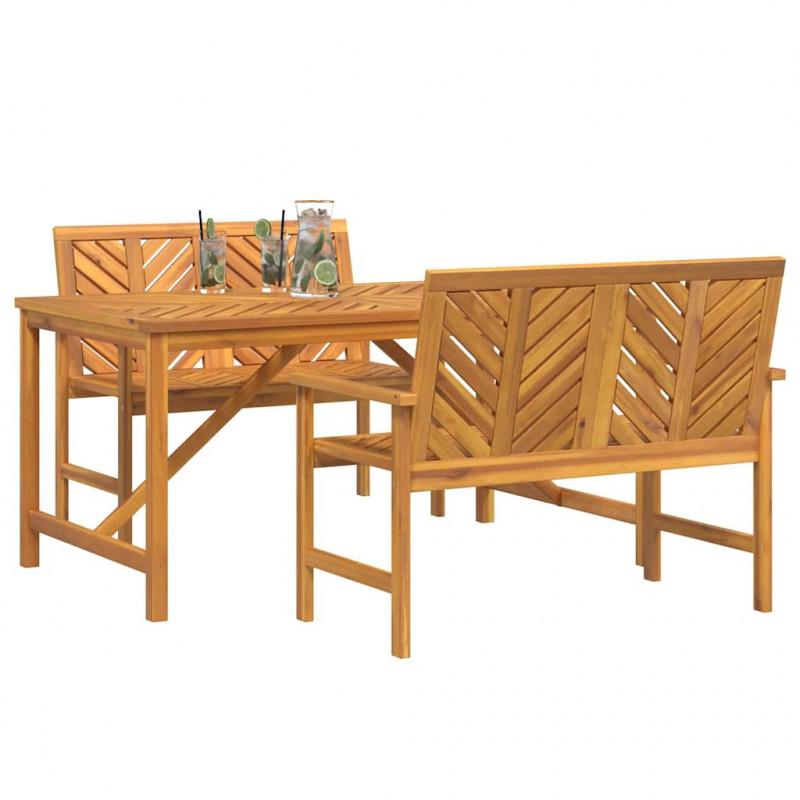 Zestaw do jadalni w ogrodzie 3 pcs Brązowy Lite Drewno Akacji