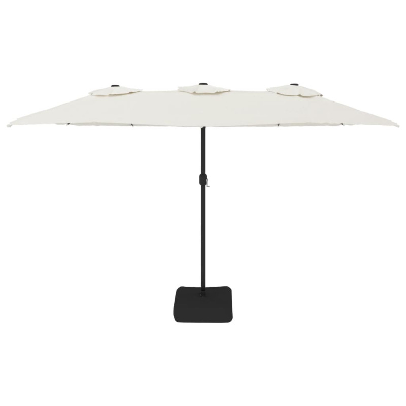Podwójny parasol ogrodowy z LED, piaskowy, 449x245 cm