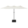 Podwójny parasol ogrodowy z LED, piaskowy, 449x245 cm
