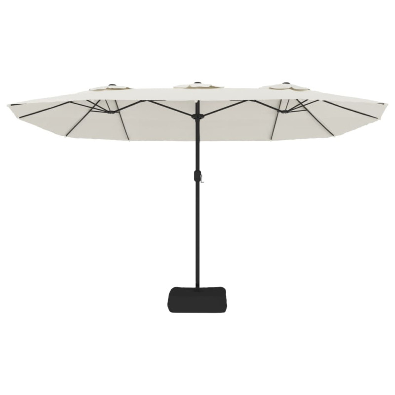 Podwójny parasol ogrodowy z LED, piaskowy, 449x245 cm