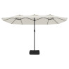 Podwójny parasol ogrodowy z LED, piaskowy, 449x245 cm