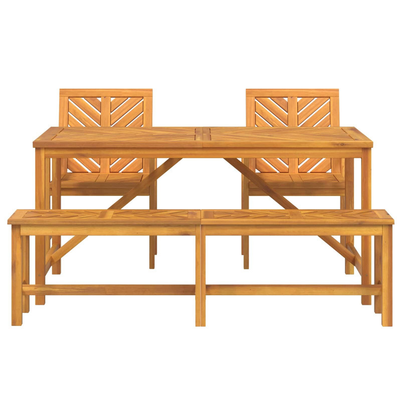 Zestaw do jadalni w ogrodzie 4 pcs Brązowy Lite Drewno Akacji