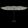 Podwójny parasol ogrodowy z LED, piaskowy, 449x245 cm