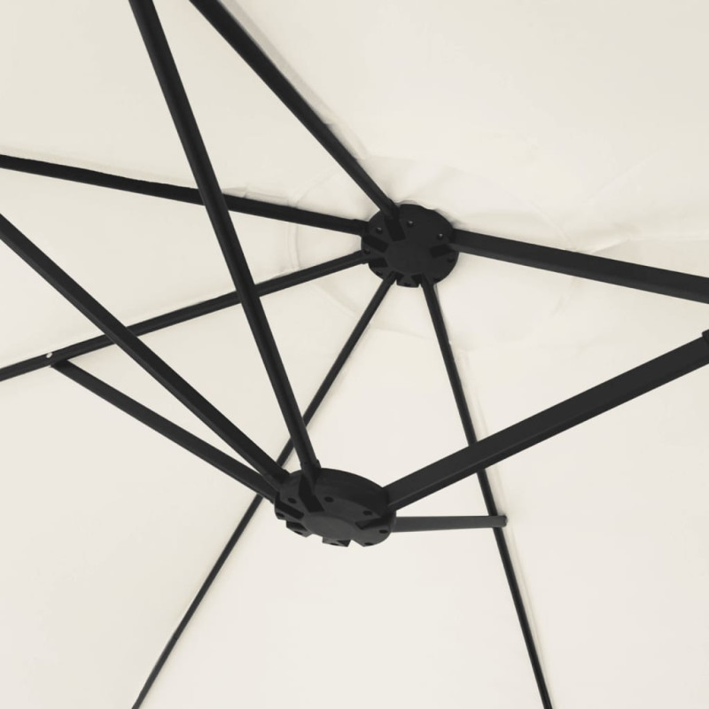 Podwójny parasol ogrodowy z LED, piaskowy, 449x245 cm