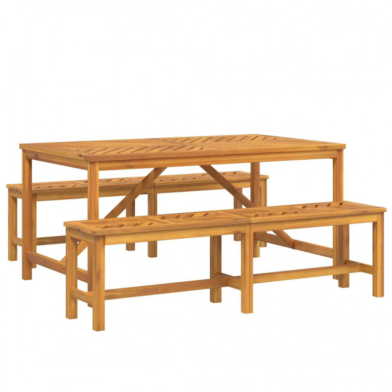 Zestaw do jadalni w ogrodzie 3 pcs Brązowy Lite Drewno Akacji