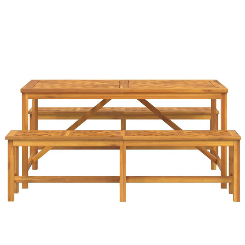 Zestaw do jadalni w ogrodzie 3 pcs Brązowy Lite Drewno Akacji