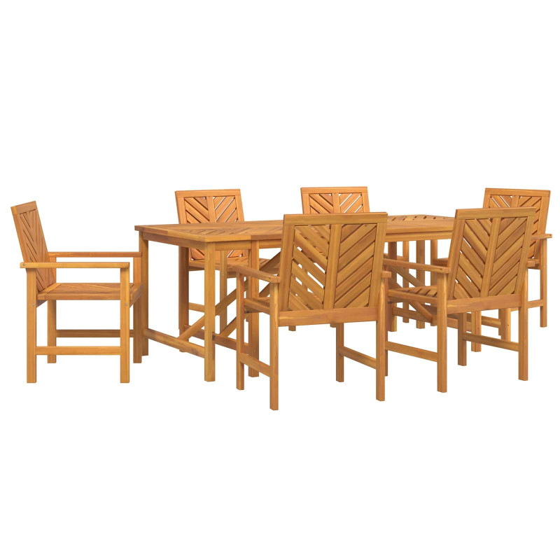 Zestaw do jadalni w ogrodzie 7 pcs Brązowy Lite Drewno Akacji