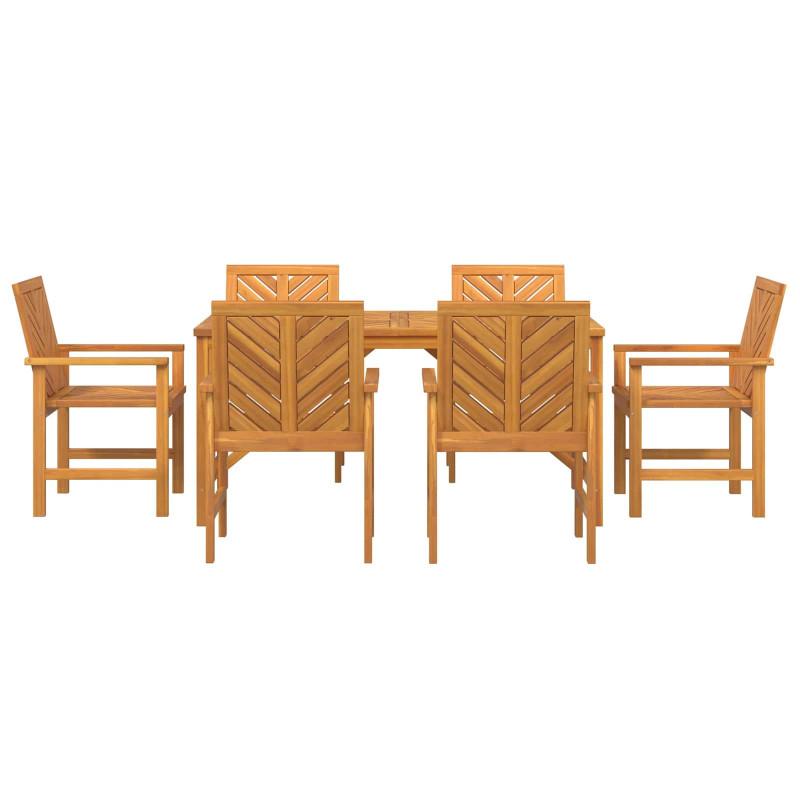 Zestaw do jadalni w ogrodzie 7 pcs Brązowy Lite Drewno Akacji