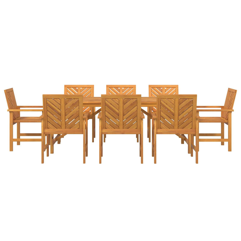 Zestaw do jadalni w ogrodzie 9 pcs Brązowy Lite Drewno Akacji