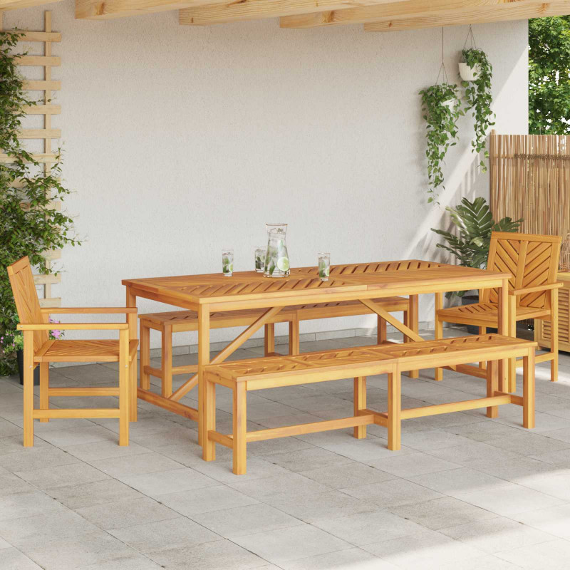 Zestaw do jadalni w ogrodzie 5 pcs Brązowy Lite Drewno Akacji