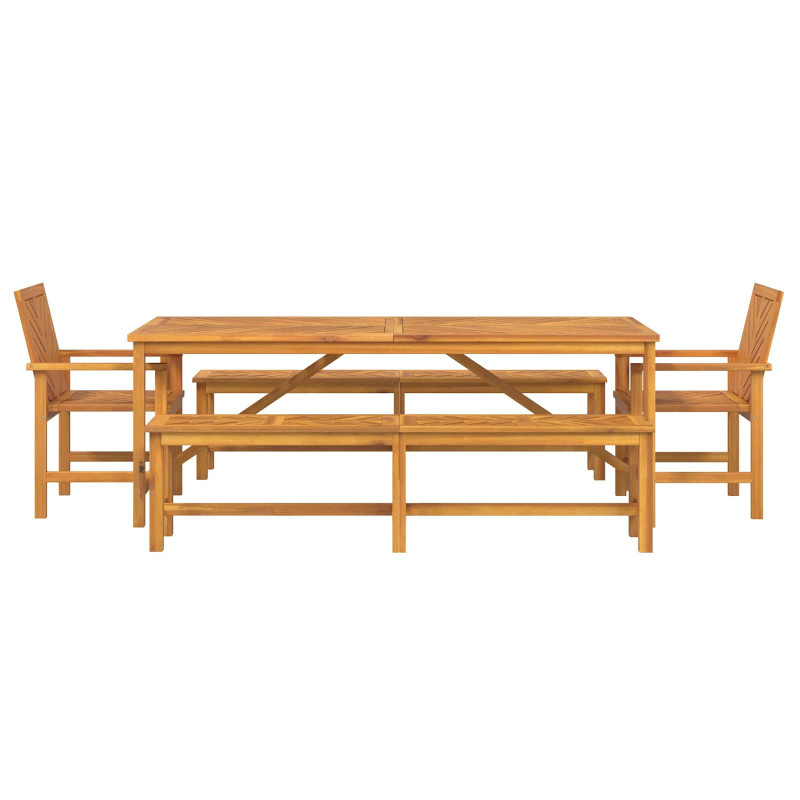 Zestaw do jadalni w ogrodzie 5 pcs Brązowy Lite Drewno Akacji