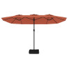 Podwójny parasol ogrodowy z LED, terakotowy, 449x245 cm