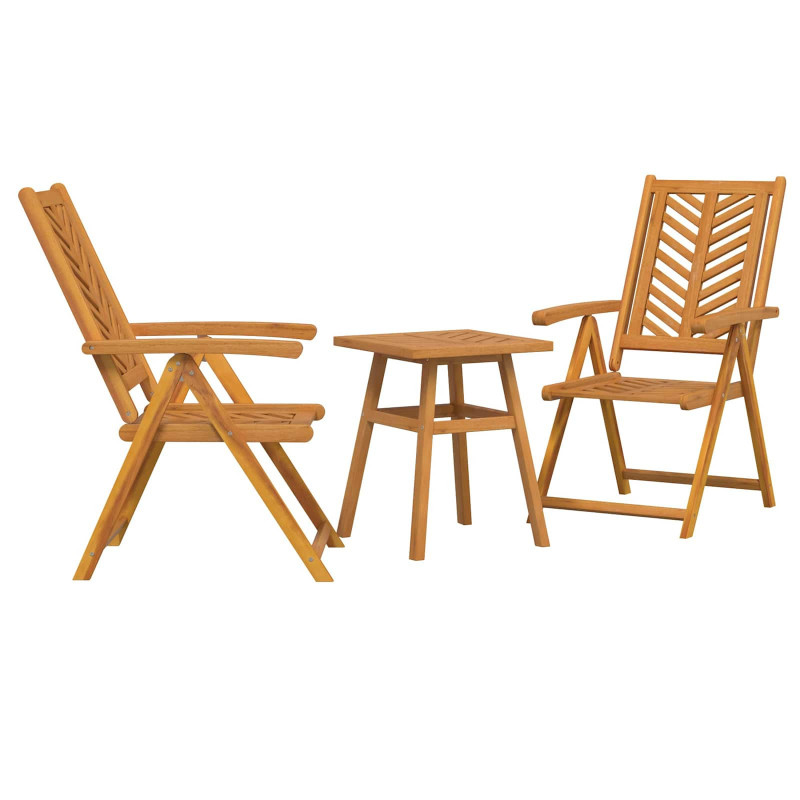 Zestaw do jadalni w ogrodzie 3 pcs Brązowy Lite Drewno Akacji