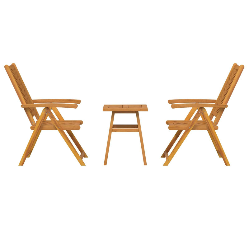 Zestaw do jadalni w ogrodzie 3 pcs Brązowy Lite Drewno Akacji