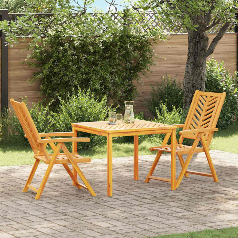 Zestaw do jadalni w ogrodzie 3 pcs Brązowy Lite Drewno Akacji