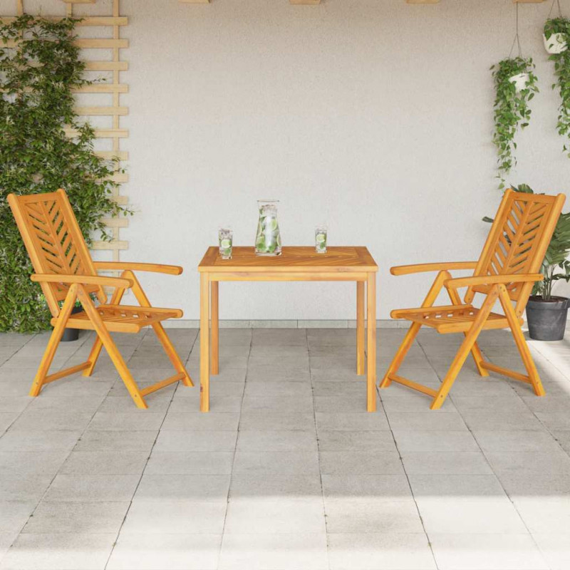 Zestaw do jadalni w ogrodzie 3 pcs Brązowy Lite Drewno Akacji